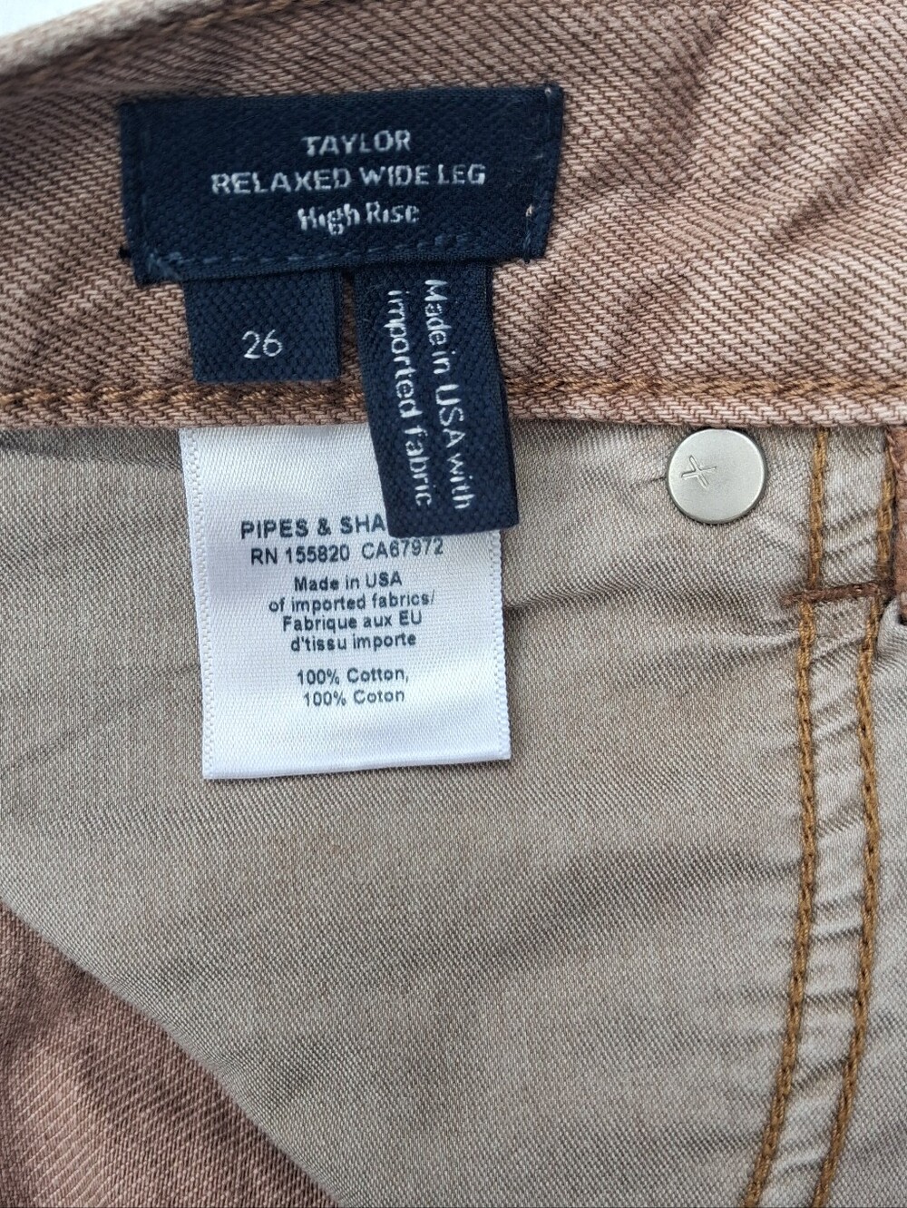 Veronica Beard Taylor Jeans Womens 26 Relaxed Wide Leg High Rise Tan Sierra - Picture 4 of 7